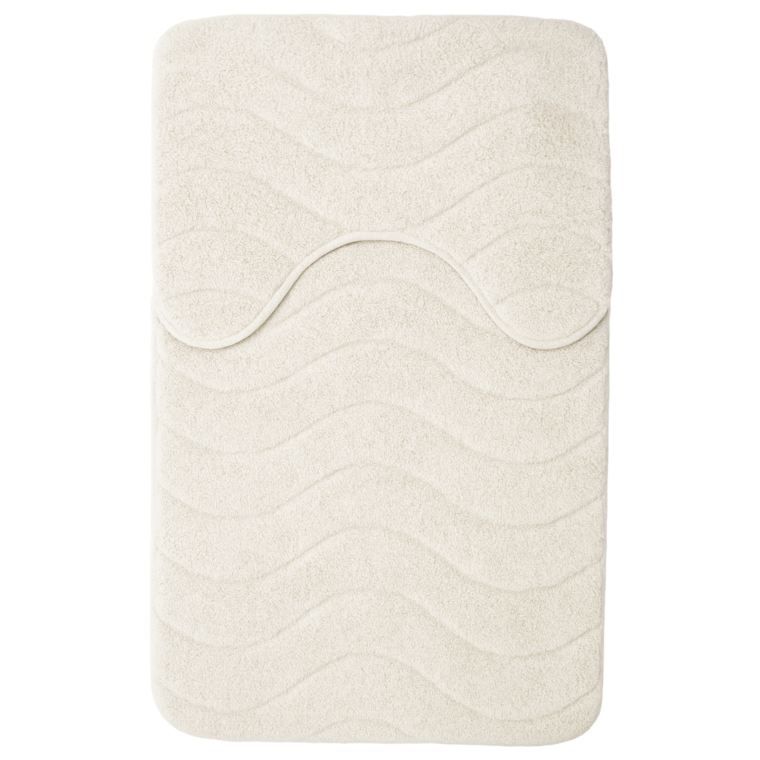 Set 2 covorase baie, alb, model valuri, 80x50cm, 40x50cm