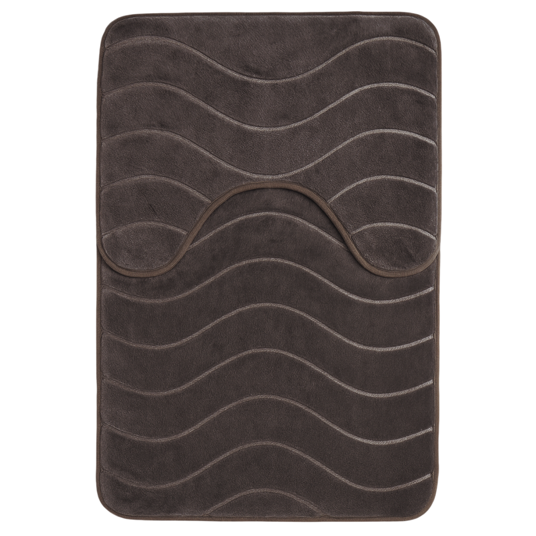 Set 2 covorase baie, maro, model valuri, 80x50cm, 40x50cm