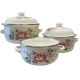 SET 3 CRATITE EMAILATE FLORI CU CAPACE 16/18/20 cm SET 3 CRATITE EMAILATE FLORI CU CAPACE 16/18/20 cm
