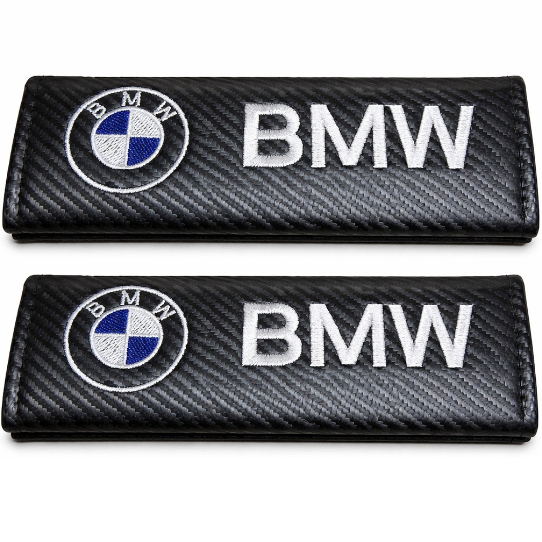 Set 2 huse de protectie centura, 24x6 cm, BMW, negre