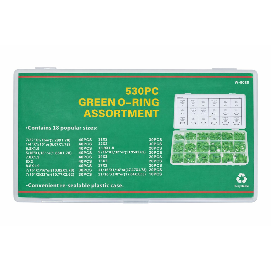 Set 530 Garnituri Hidraulice de Cauciuc O-Ring, Ideale Pentru Masini, Utilaje, Instalatii sub Presiune, Rezistente la Temperaturi, Marimi Universale, Verzi