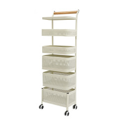 Etajera mobila cu 5 compartimente pentru depozitare, cu roti si rafturi