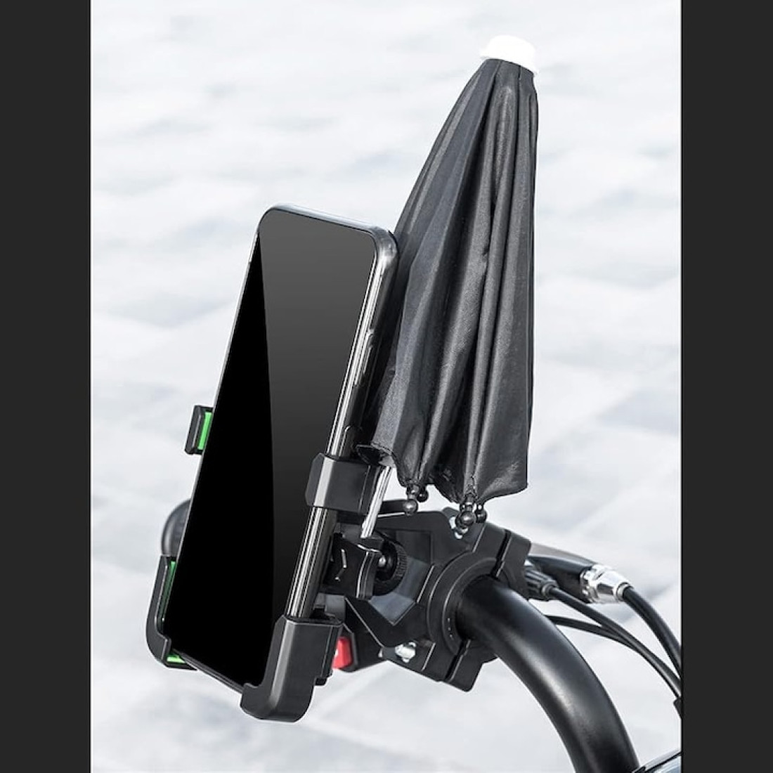 Suport telefon cu umbrela, adaptor bicicleta, negru