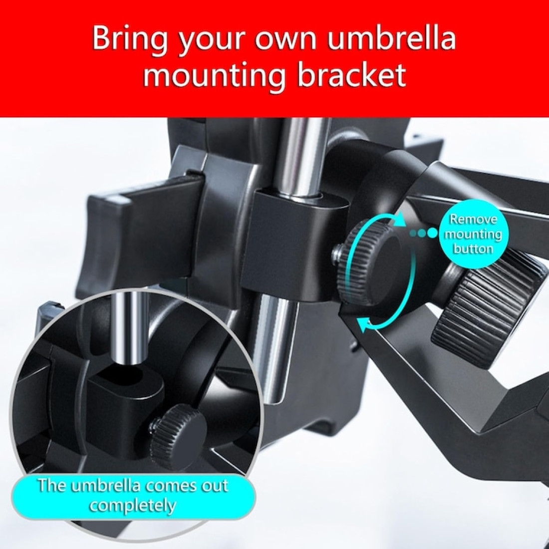 Suport telefon cu umbrela, adaptor bicicleta, negru