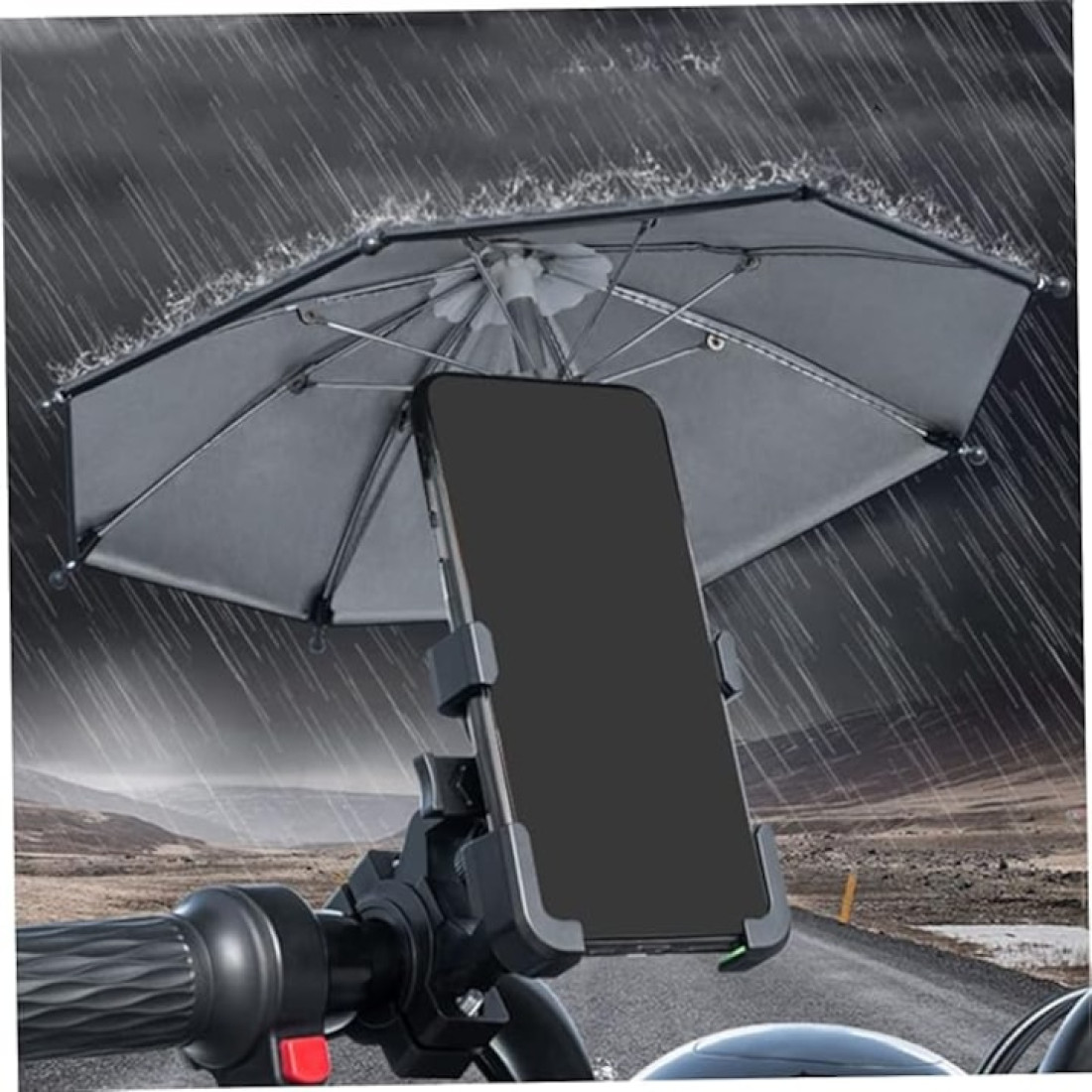 Suport telefon cu umbrela, adaptor bicicleta, negru