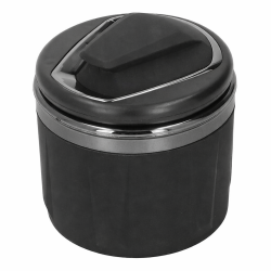 Scrumiera auto eleganta, interior ceramic, Dark Silver, iluminare LED, usor de curatat, 7x7 cm