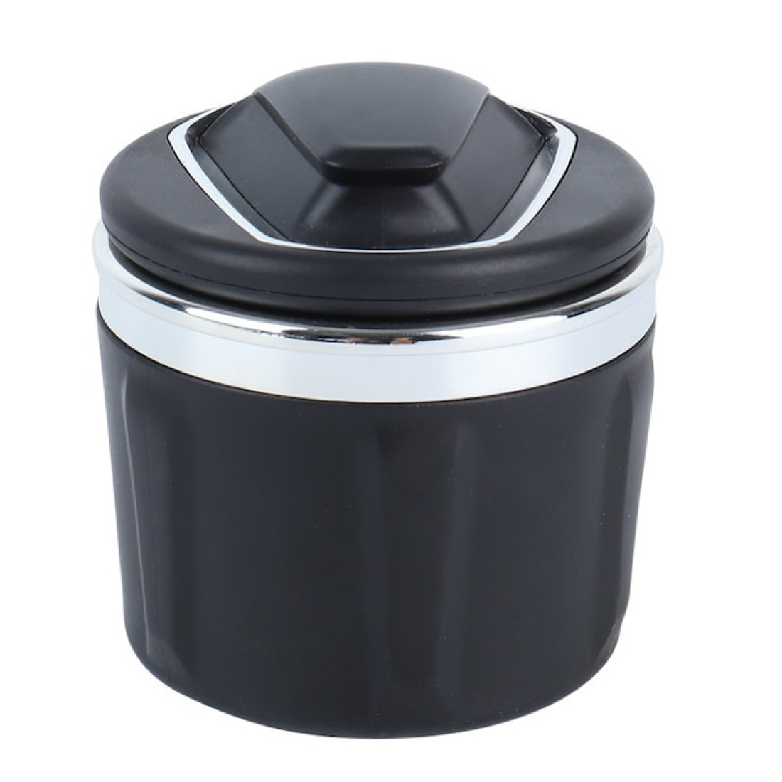 Scrumiera auto eleganta, interior ceramic, Silver, iluminare LED, usor de curatat, 7x7 cm