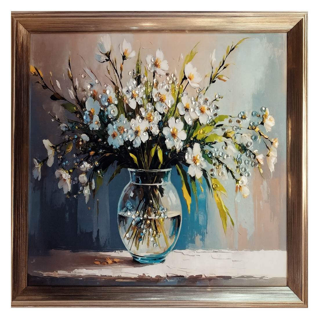 Tablou Buchet de flori albe, 30 x 30 cm