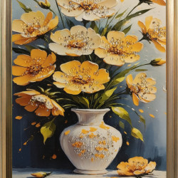 TABLOU VAZA CU FLORI GALBENE 40 X 50 CM