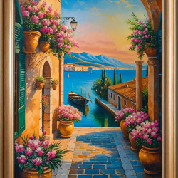 Tablou peisaj mediteranean pitoresc 30x40 CM