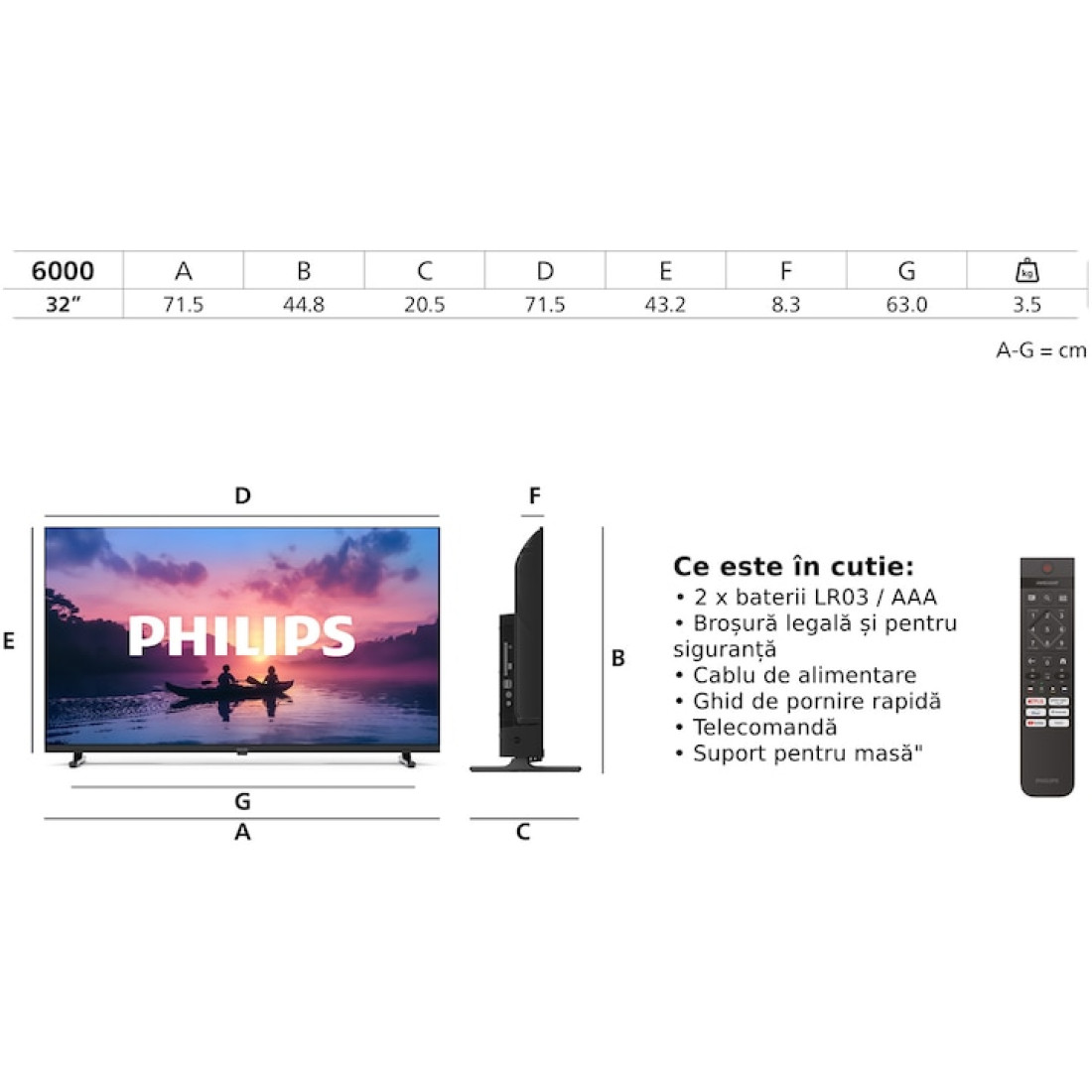 Televizor Philips LED 32PHS6000, 80 cm, Smart TV, HD, Clasa E Televizor Philips LED 32PHS6000, 80 cm, Smart TV, HD, Clasa E