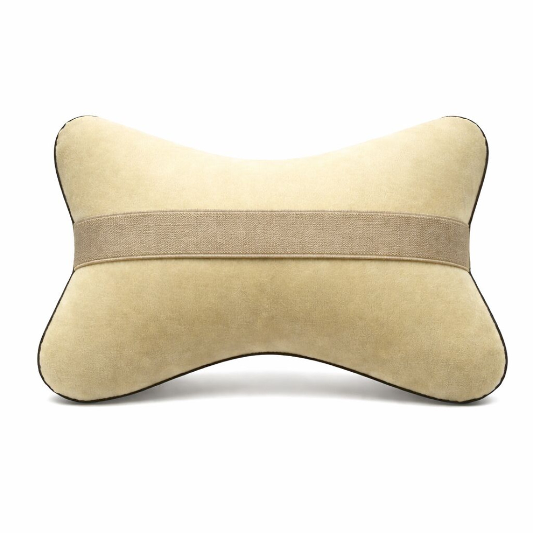 Set 2 perne auto cu prindere la tetiera, Cu fermoar, Material Moale, Usor de instalat si curatat, 27 cm x 16 cm, Crem