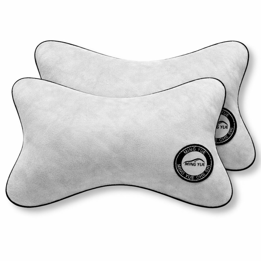 Set 2 perne auto cu prindere la tetiera, Cu fermoar, Material Moale, Usor de instalat si curatat, 27 cm x 16 cm, Gri