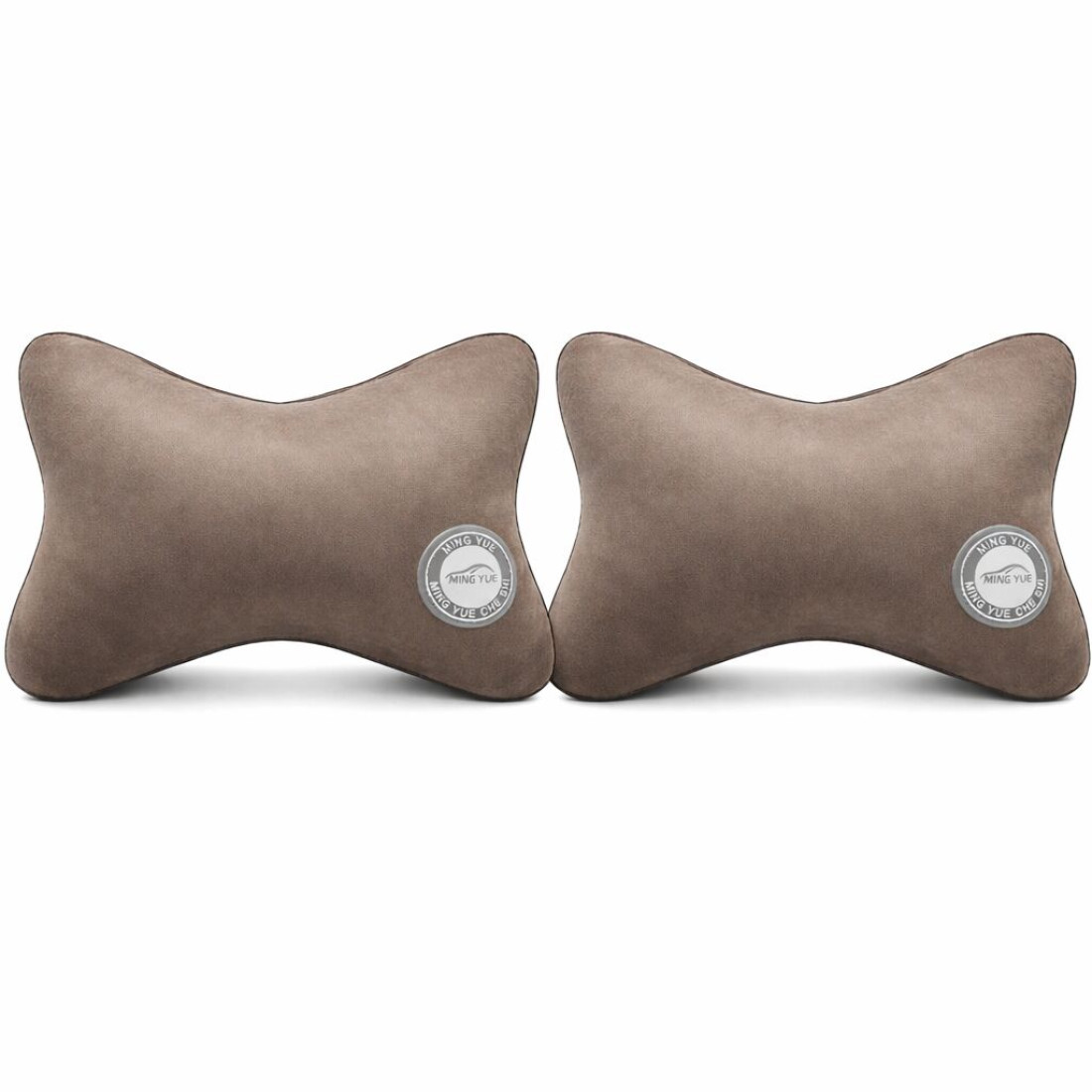 Set 2 perne auto cu prindere la tetiera, Cu fermoar, Material Moale, Usor de instalat si curatat, 27 cm x 16 cm, Maro