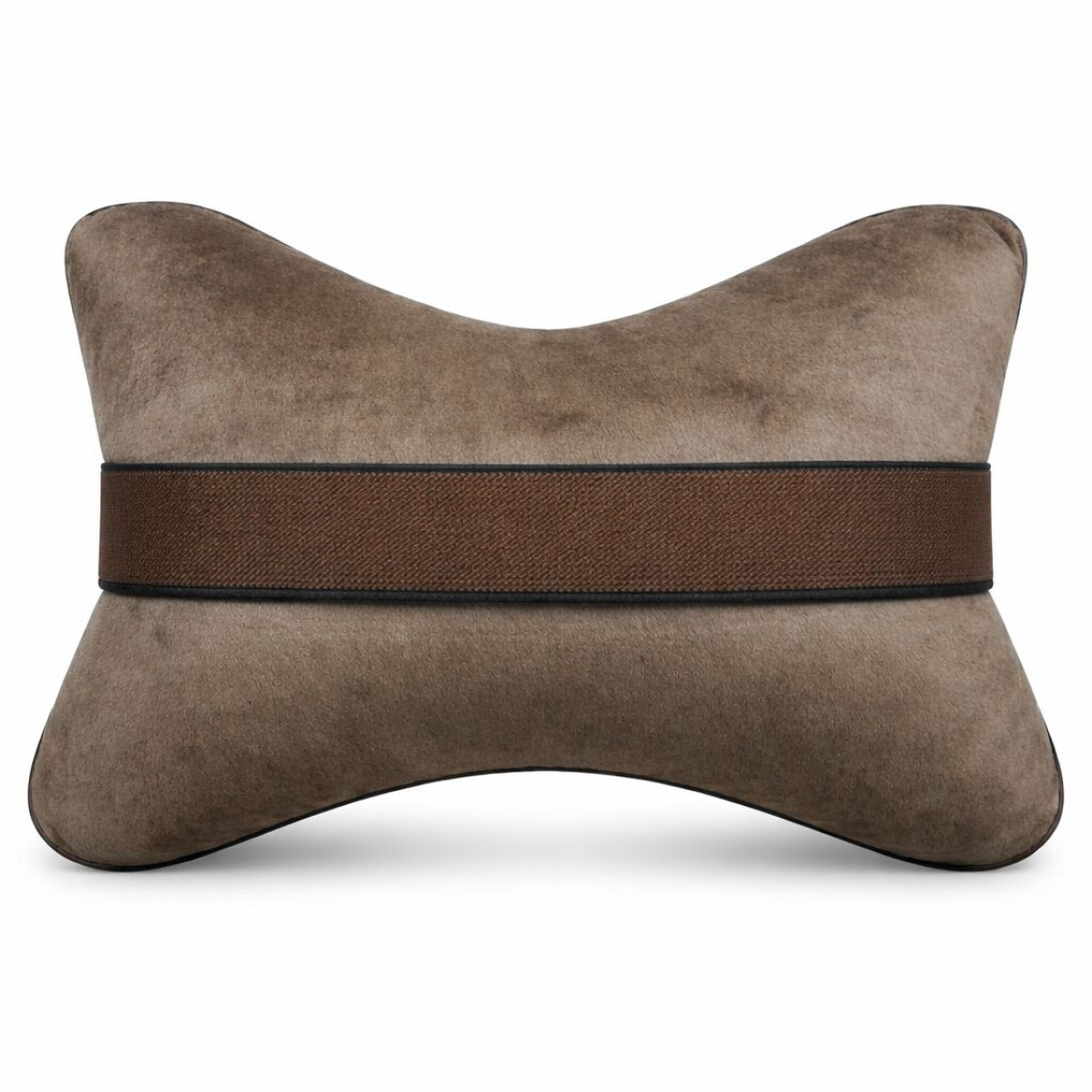 Set 2 perne auto cu prindere la tetiera, Cu fermoar, Material Moale, Usor de instalat si curatat, 27 cm x 16 cm, Maro