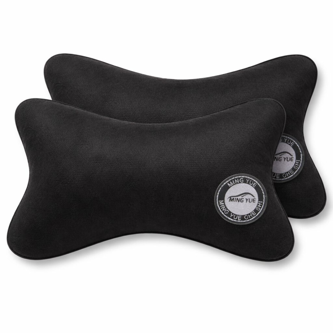 Set 2 perne auto cu prindere la tetiera, Cu fermoar, Material Moale, Usor de instalat si curatat, 27 cm x 16 cm, Negre