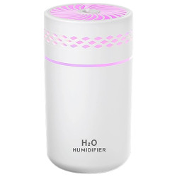 Umidificator portabil alb, 260mL, cu alimentare USB, lumini LED colorate