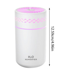 Umidificator portabil alb, 260mL, cu alimentare USB, lumini LED colorate