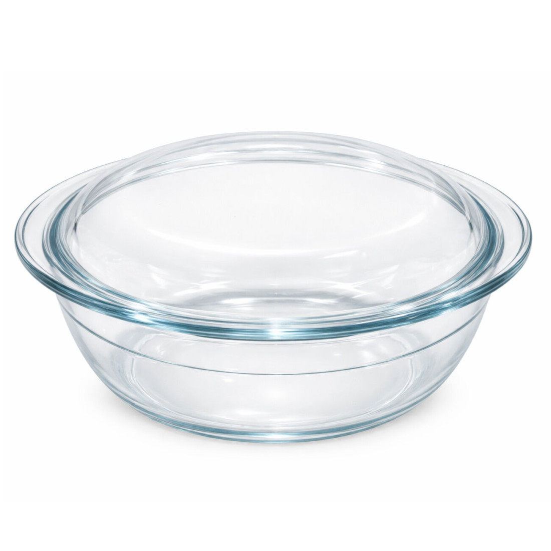 Vas termorezistent cu capac, rotund, sticla termorezistenta, 26x23cm, 2.5L