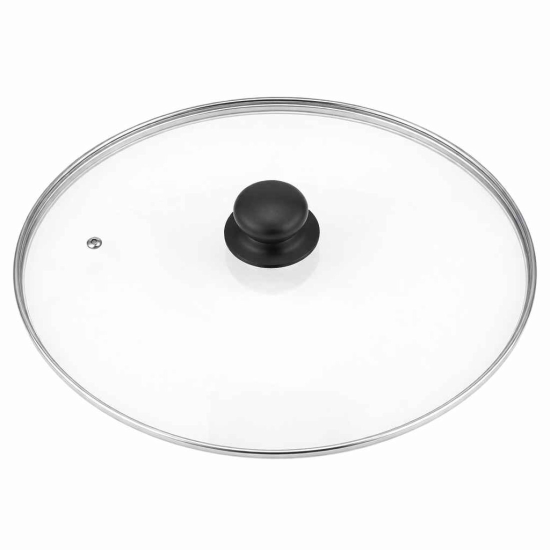 Capac de sticla cu maner, 40 cm, orificiu abur, margine de inox, termorezistent