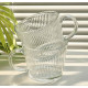 Set 2 cani largi, 380 ml, transparente cu design striat si maner, perfecte pentru mic dejun, desert, cafea, 10 x 8 cm