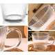Set 2 cani largi, 380 ml, transparente cu design striat si maner, perfecte pentru mic dejun, desert, cafea, 10 x 8 cm