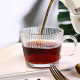 Set 2 cani largi, 380 ml, transparente cu design striat si maner, perfecte pentru mic dejun, desert, cafea, 10 x 8 cm