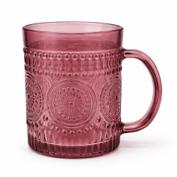 Set 3 cani roz, 330 ml, 8 x 10 cm, design reliefat decorativ