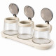 Set 3 recipiente din sticla pentru condimente, 3 x 400 ml, design elegant, capace etanse, organizare bucatarie, depozitare sigura