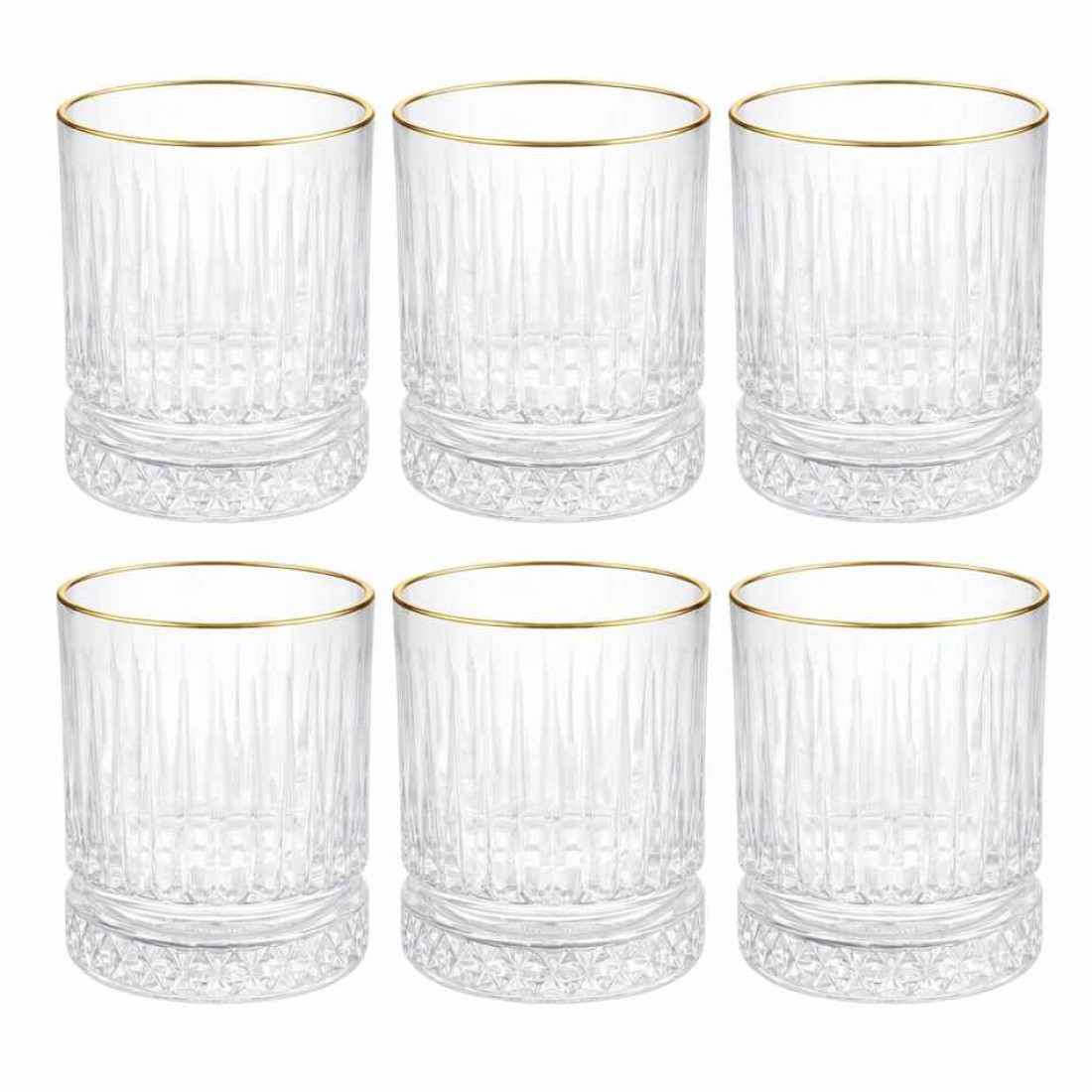 Set 6 pahare elegante cu margine aurie, 290ml, 8 x 9 cm