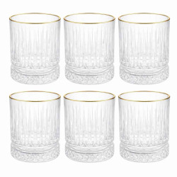 Set 6 pahare elegante cu margine aurie, 290ml, 8 x 9 cm