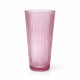 Set 3 pahare din sticla roz, 280 ml, design striat, 6 x 14 cm