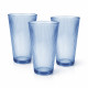  Set 3 pahare din sticla albastre, 280 ml, design striat, 6 x 14 cm