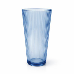  Set 3 pahare din sticla albastre, 280 ml, design striat, 6 x 14 cm