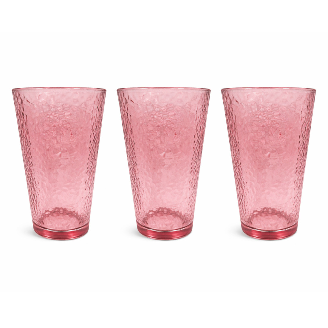 Set 3 pahare sticla, 470ml, roz, 8 x 14.5 cm