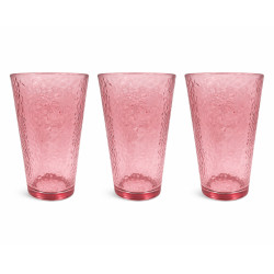 Set 3 pahare sticla, 470ml, roz, 8 x 14.5 cm