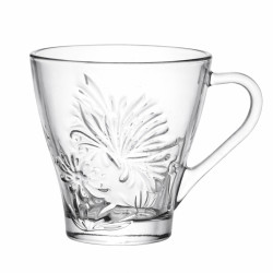  Set 6 cani, 260 ml, design elegant iesit in relief, 8 x 9 cm