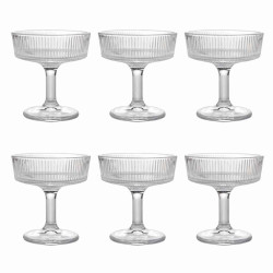 Set 6 cupe cu picior elegante din sticla multifunctionale pentru servire desert, inghetata, fructe 10 cm diametru, 10 cm inaltime