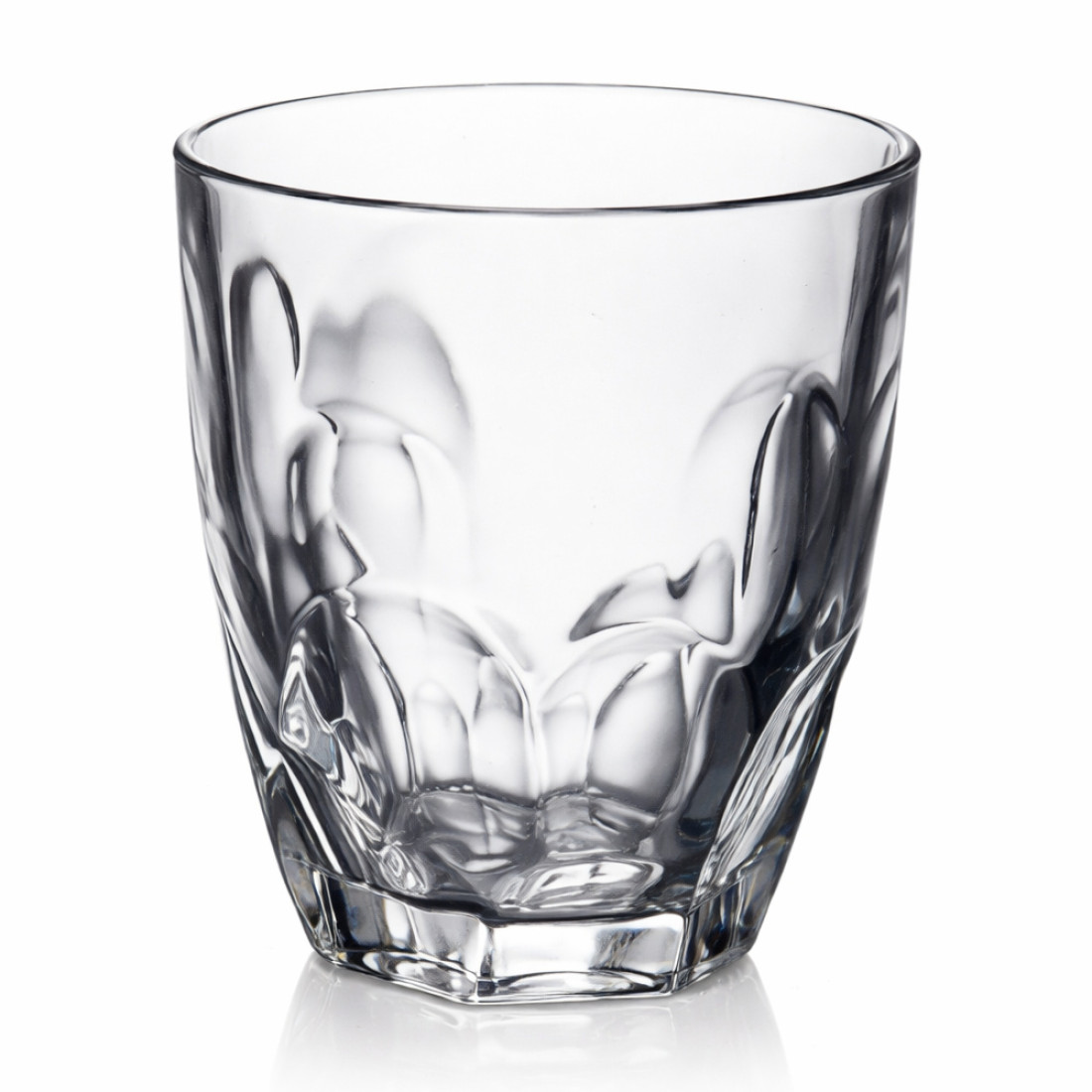 Set 6 pahare, 320ml, Crystal Clear, design modern, model reliefat, 8.5 x 11 cm