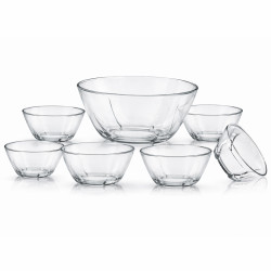 Set 7 boluri, 1 bol mare 23 cm x 9 cm, 6 boluri mici 12.5 x 6 cm