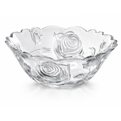 Set 7 boluri sticla, 1 bol mare 1500 ml (22 x 9cm), 6 boluri mici 260 ml (12 x 5cm), design elegant floral