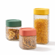 Set 3 recipiente din sticla pentru condimente, (1700 ml + 2x700 ml), design elegant, capace etanse, organizare bucatarie, depozitare sigura