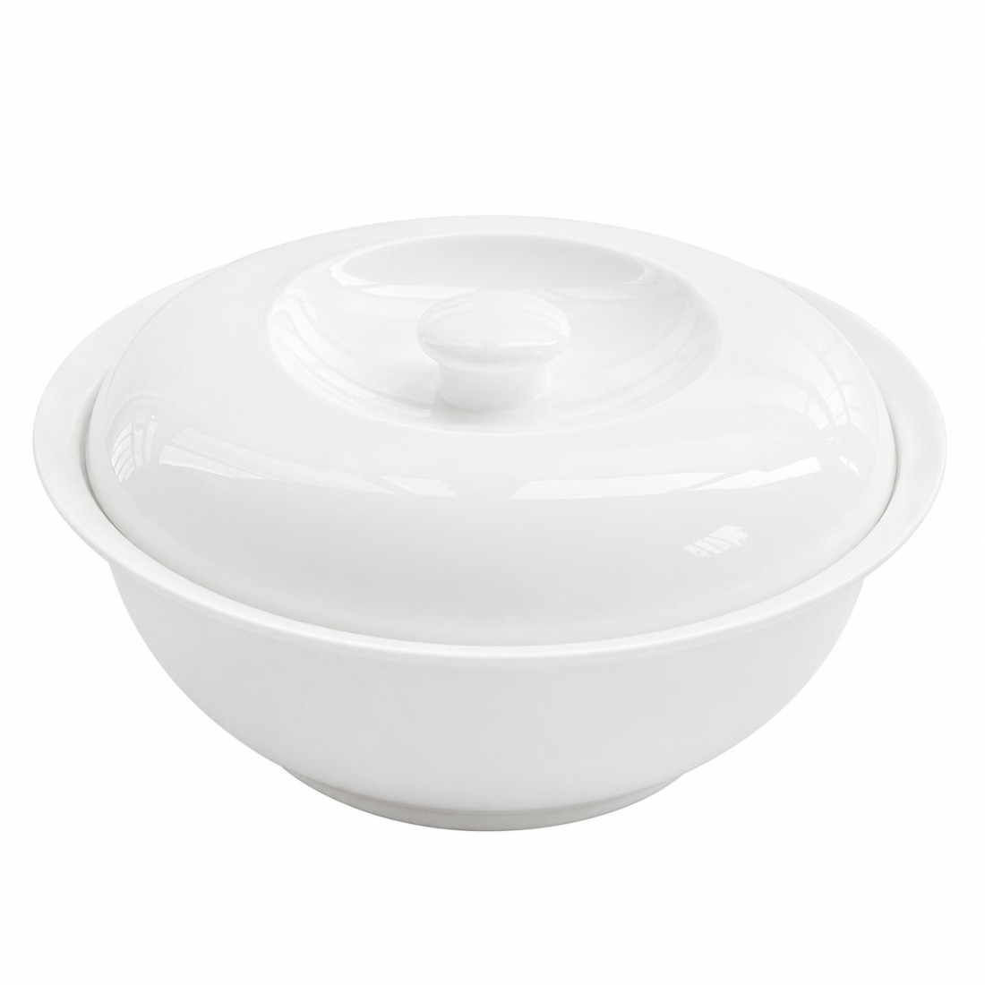 Supiera cu capac, simpla, design minimalist, 24 cm diametru, 10 cm inaltime, portelan alb