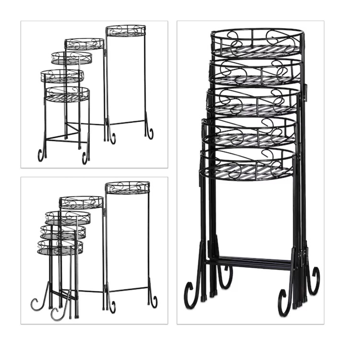 Etajera metalica pentru flori cu 5 nivele, fier, 65 cm inaltime, 125 cm lungime, 23 cm latime