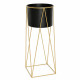 Suport metalic pentru ghiveci, auriu, vas 20 x 18 cm, suport 25 x 25 x 68 cm