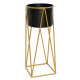 Suport metalic pentru ghiveci, auriu, vas 20 x 18 cm, suport 25 x 25 x 68 cm