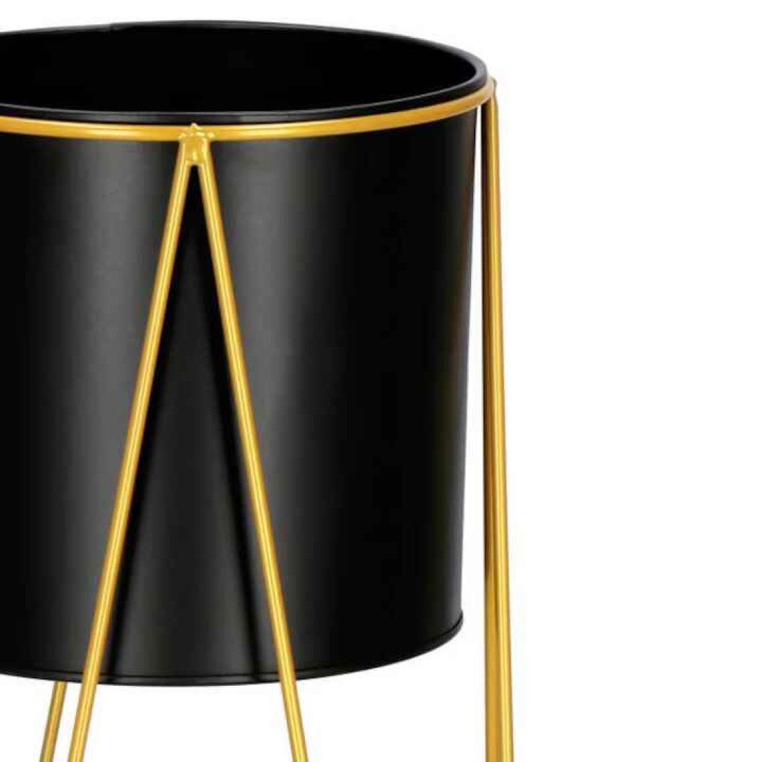 Suport metalic pentru ghiveci, auriu, vas 20 x 18 cm, suport 25 x 25 x 68 cm