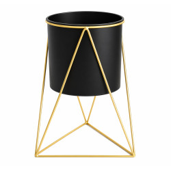 Suport metalic pentru ghiveci, auriu, vas 17 x 15.5 cm, suport 22 x 22 x 21.5 cm