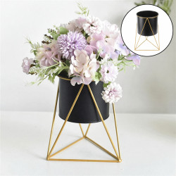 Suport metalic pentru ghiveci, auriu, vas 17 x 15.5 cm, suport 22 x 22 x 21.5 cm