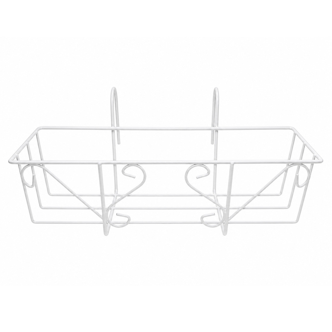 Suport jardiniera metalic cu agatatori, design elegant alb